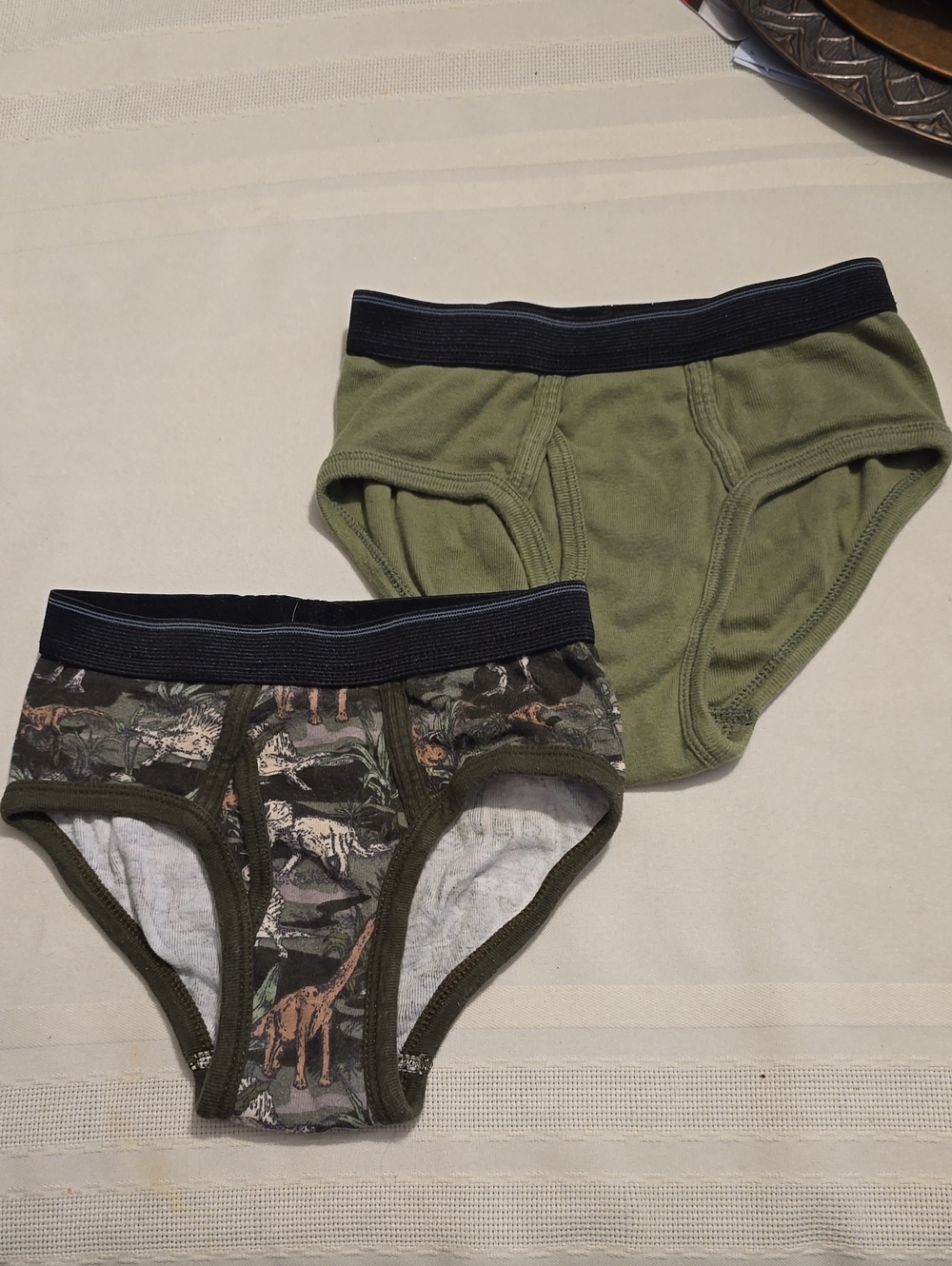 Place Boys' Briefs with Black Waistband and Light Olive Fabric  Size 5/6.